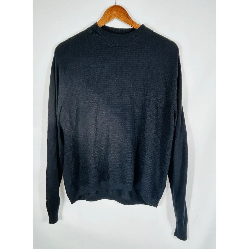 Murano 100% Silk Ribbed Knit‎ Sweater Long Sleeve Black Size L Y2K Friends Joey